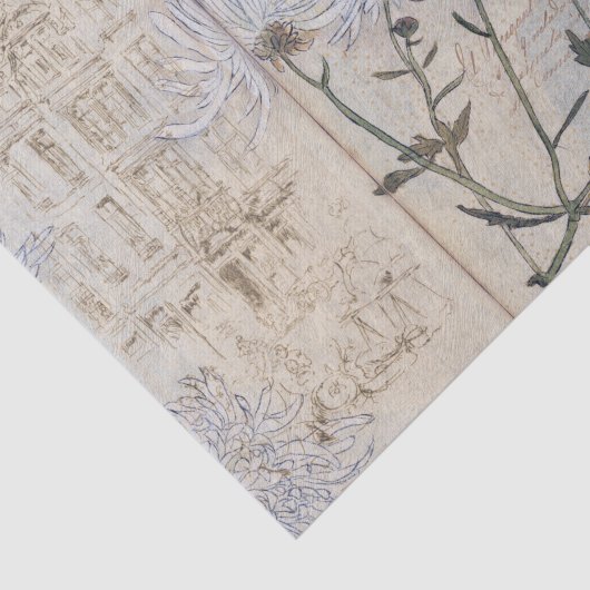 Rustic Crysanthemums Textuur Ontkoppeling Tissuepapier (Detail)