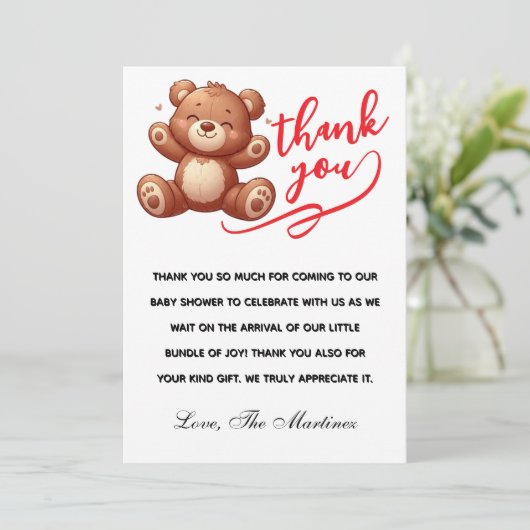 Rustic Cub Beer Boy Baby shower Dank u Bedankkaart (Staand voorkant)