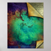 Rustic Curled Pages Turquoise Grunge Texture Poster (Voorkant)