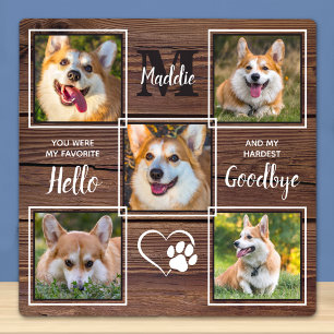 Rustic Custom Dog Memorial 5 Pet Photo Collage Fotoplaat