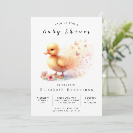 Rustic Custom Duck Baby shower Kaart (Staand voorkant)