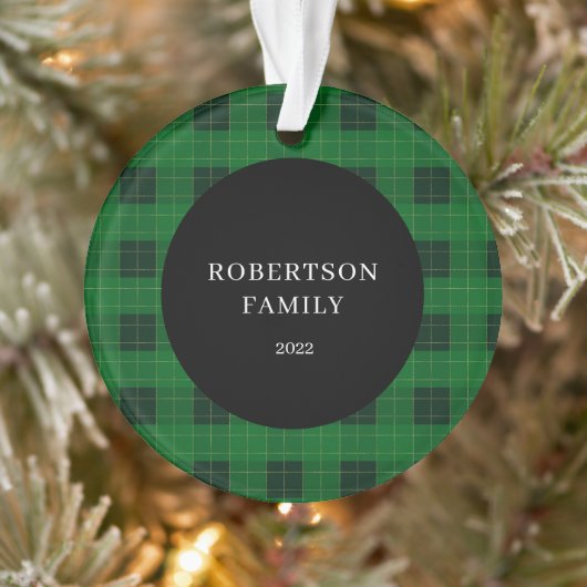 Rustic Custom Family Name Green Play Ornament (Boom)