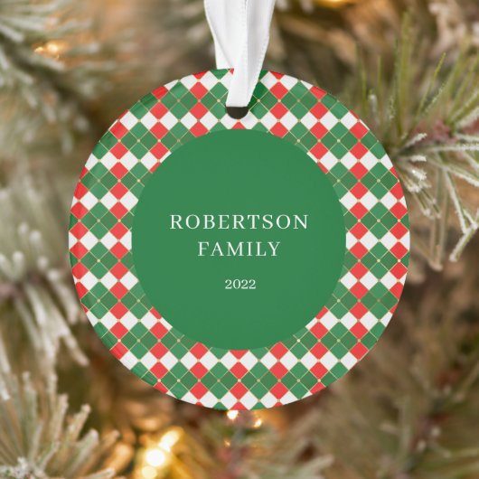 Rustic Custom Family Name Green Play Ornament (Boom)