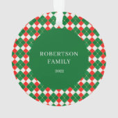 Rustic Custom Family Name Green Play Ornament (achterkant)