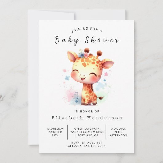 Rustic Custom Giraffe Baby shower Kaart (Voorkant)