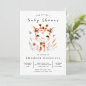 Rustic Custom Giraffe Baby shower Kaart (Staand voorkant)