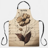 Rustic Custom Name Floral Champagne Music Sheet Schort (Voorkant)