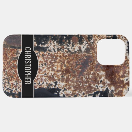 Rustic Custom Name Rusty Metal Texture iPhone Case Hoesje (Achterkant horizontaal)