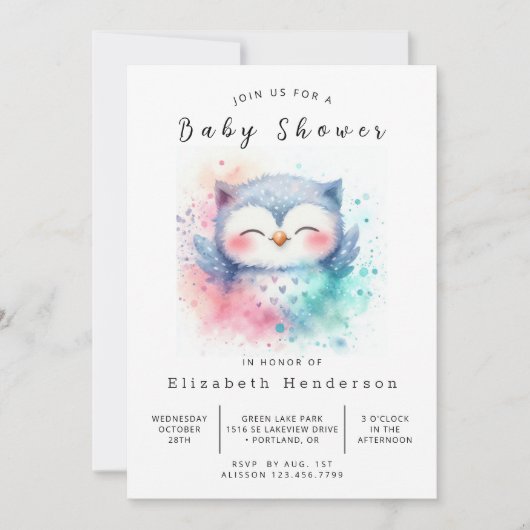 Rustic Custom Owl Baby shower Kaart (Voorkant)