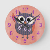 Rustic Custom Owl Ronde Klok (Voorkant)