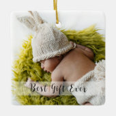 Rustic Custom Photo 1st Xmas nieuwe grootouders Keramisch Ornament (Voorkant)