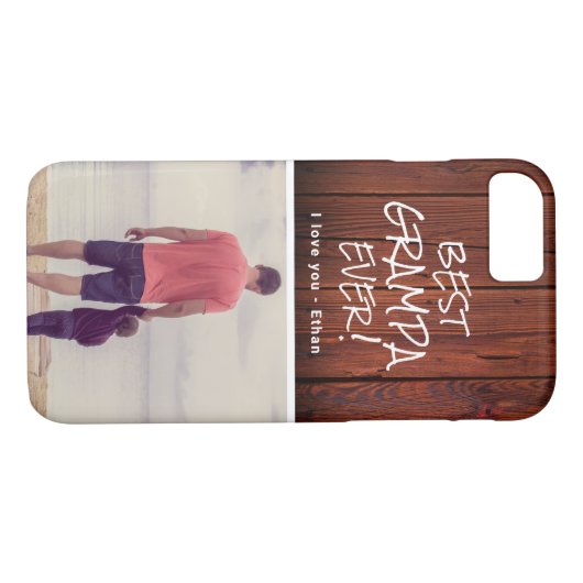 Rustic Custom Photo Best Grampa Grandfather Case-Mate iPhone Case (Achterkant (Horizontaal))