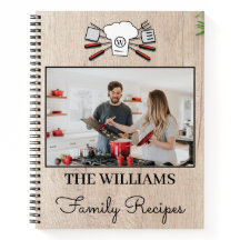 Rustic Custom Photo Family Name Monogram Cookbook