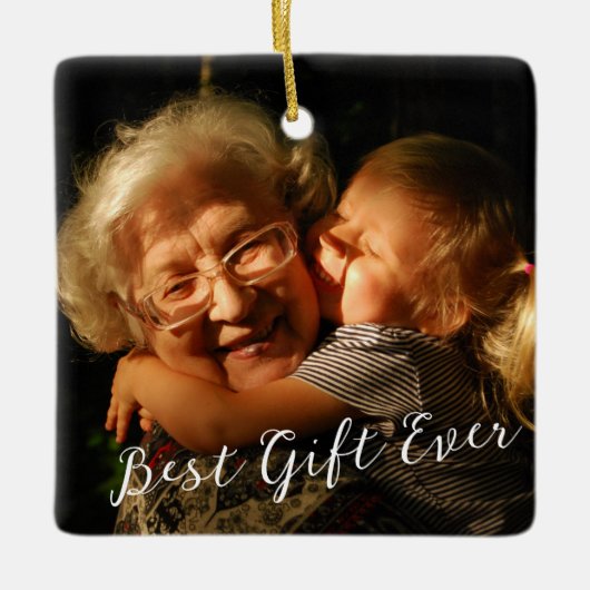 Rustic Custom Photo New Granda 1st Kerstmis Keramisch Ornament (Voorkant)