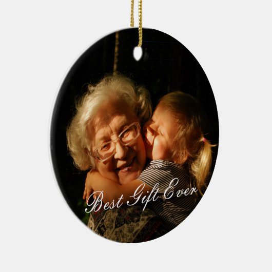 Rustic Custom Photo New Grandma 1st Kerstmis Keramisch Ornament (Rechts)