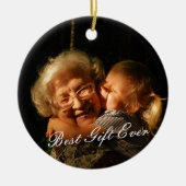 Rustic Custom Photo New Grandma 1st Kerstmis Keramisch Ornament (Voorkant)