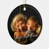 Rustic Custom Photo New Grandma 1st Kerstmis Keramisch Ornament (Links)