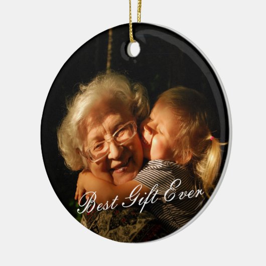 Rustic Custom Photo New Grandma 1st Kerstmis Keramisch Ornament (Links)