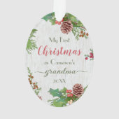 Rustic Custom Photo New Grandma 1st Kerstmis Ornament (achterkant)