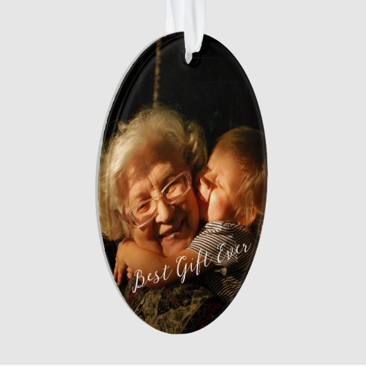 Rustic Custom Photo New Grandma 1st Kerstmis Ornament (voorkant)