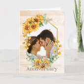 Rustic Custom Photo Sunflower Floral Jubileum Kaart (Voorkant)