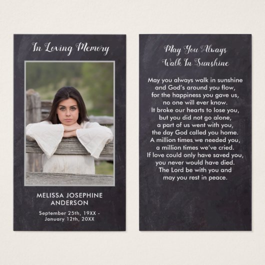 Rustic Custom Photo Sympathie Funeral Prayer Kaart (Voorkant /achterkant)