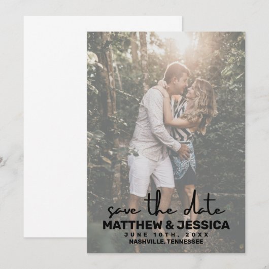 Rustic Custom Photo Wedding Save the Date (Voorkant / Achterkant)