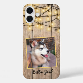 Rustic Custom Square Photo Alaskan Malamute Puppy iPhone 16 Plus Hoesje