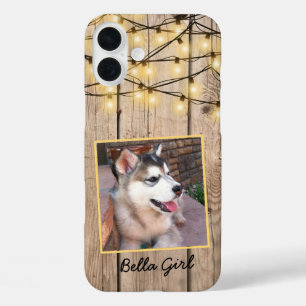 Rustic Custom Square Photo Alaskan Malamute Puppy iPhone 16 Plus Hoesje