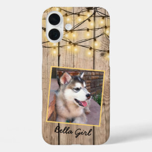 Rustic Custom Square Photo Alaskan Malamute Puppy iPhone 16 Plus Hoesje