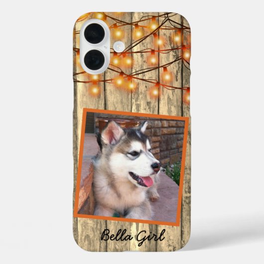 Rustic Custom Square Photo Alaskan Malamute Puppy Case-Mate iPhone Case (Achterkant)
