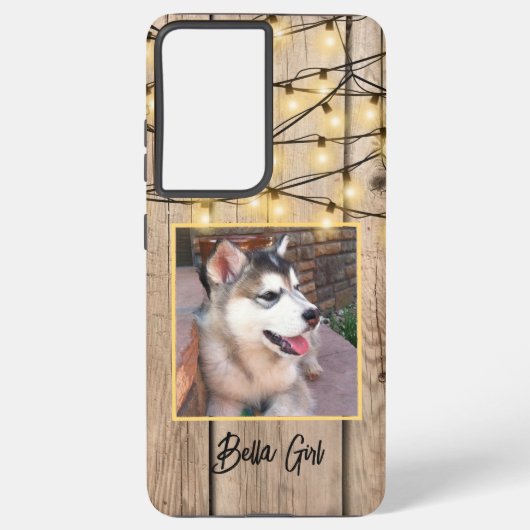 Rustic Custom Square Photo Alaskan Malamute Puppy Samsung Galaxy Hoesje (Achterkant)