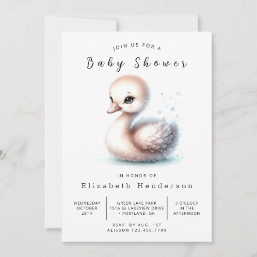Rustic Custom Swan Baby shower Kaart (Voorkant)