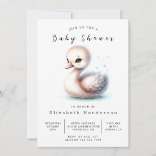 Rustic Custom Swan Baby shower Kaart