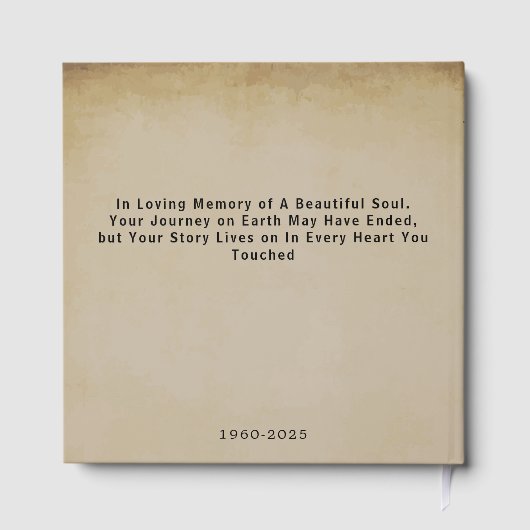 Rustic Custom Text Photo Memorial Funeral Leaves Gastenboek (Achterkant)