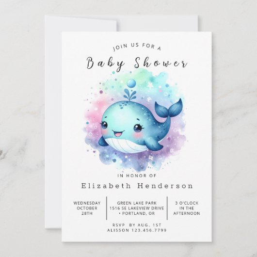 Rustic Custom Whale Baby shower Kaart (Voorkant)