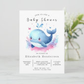 Rustic Custom Whale Baby shower Kaart (Staand voorkant)