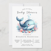 Rustic Custom Whale Baby shower Kaart (Voorkant)