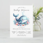 Rustic Custom Whale Baby shower Kaart (Staand voorkant)