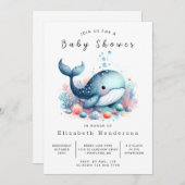 Rustic Custom Whale Baby shower Kaart (Voorkant / Achterkant)