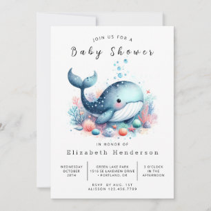 Rustic Custom Whale Baby shower Kaart