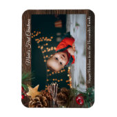 Rustic Cute Baby's First Kerstfeestdag Foto Magneet (Verticaal)