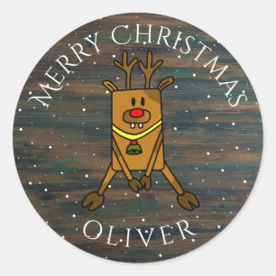 Rustic Cute Deer Kerstmis Kind - Gift Label