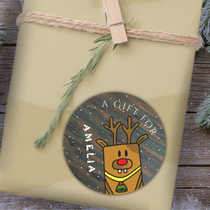 Rustic Cute Deer Kerstmis Kind - Gift Label