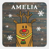 Rustic Cute Deer Kerstmis Kind - Gift Label (Voorkant)