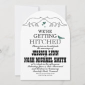 Rustic Cute Fox Romantic Green Hearts Wedding Kaart (Voorkant)