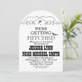 Rustic Cute Fox Romantic Green Hearts Wedding Kaart (Staand voorkant)