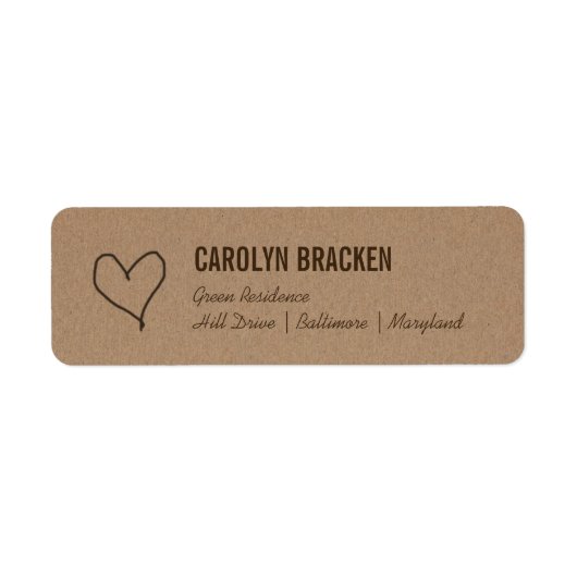Rustic Cute Heart Kraft Brown Paper Etiket (Voorkant)