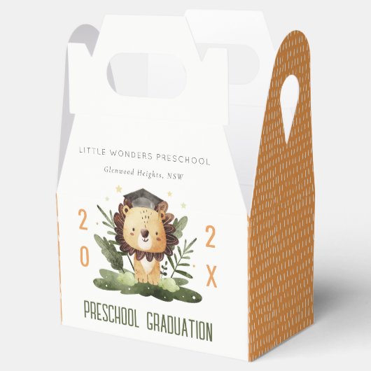 Rustic Cute Kinder Lion Foliage Preschool Afstuder Bedankdoosjes (Geopend)