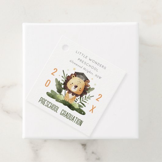 Rustic Cute Kinder Lion Foliage Preschool Afstuder Bedankjes Labels (In situ)